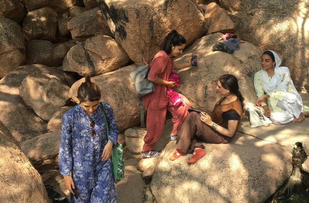 A group of South Asian women in nature