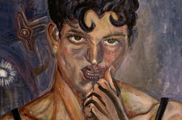 A crop of Sarah Jane Hender's portrait painting 'You're Not Alone'