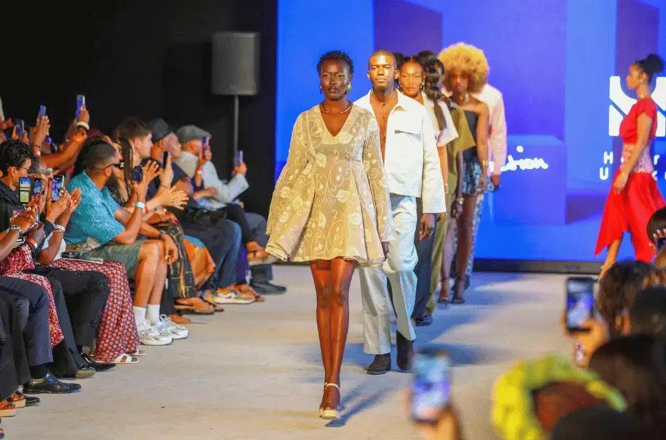 Caption: Henri Uduku collection on the runway at Africa Fashion Week London 2025. Photo (c) Ninth Wonder Productions