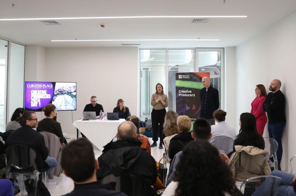An image from a panel session from the creative producers balkans programme.